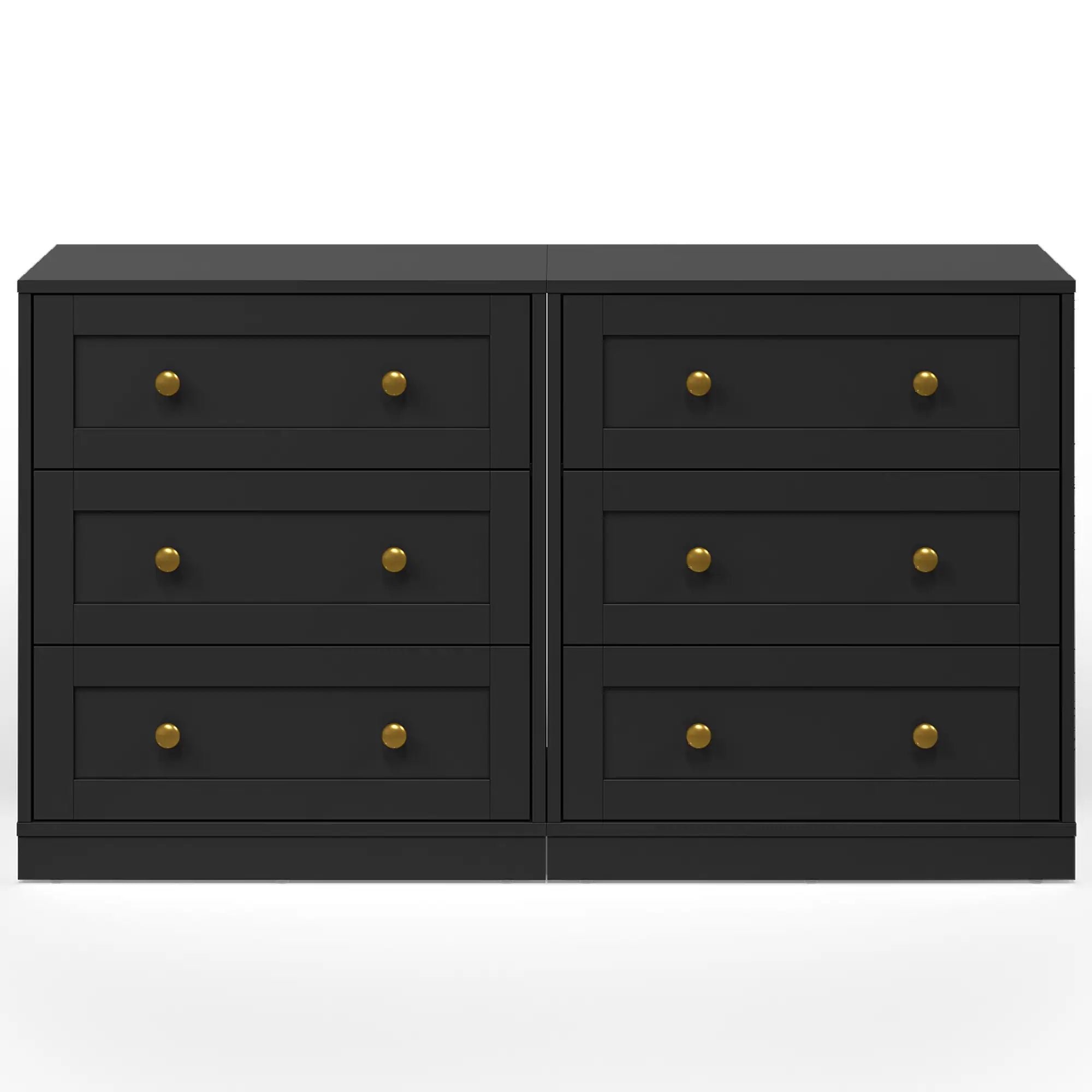 Set of 2 Modern Nightstands with 3 Drawers