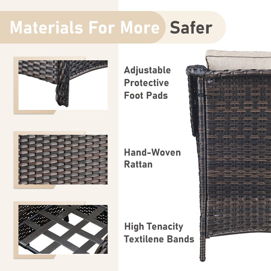 Outdoor Wicker High Back Club Chair with Cushions (Set of 2)