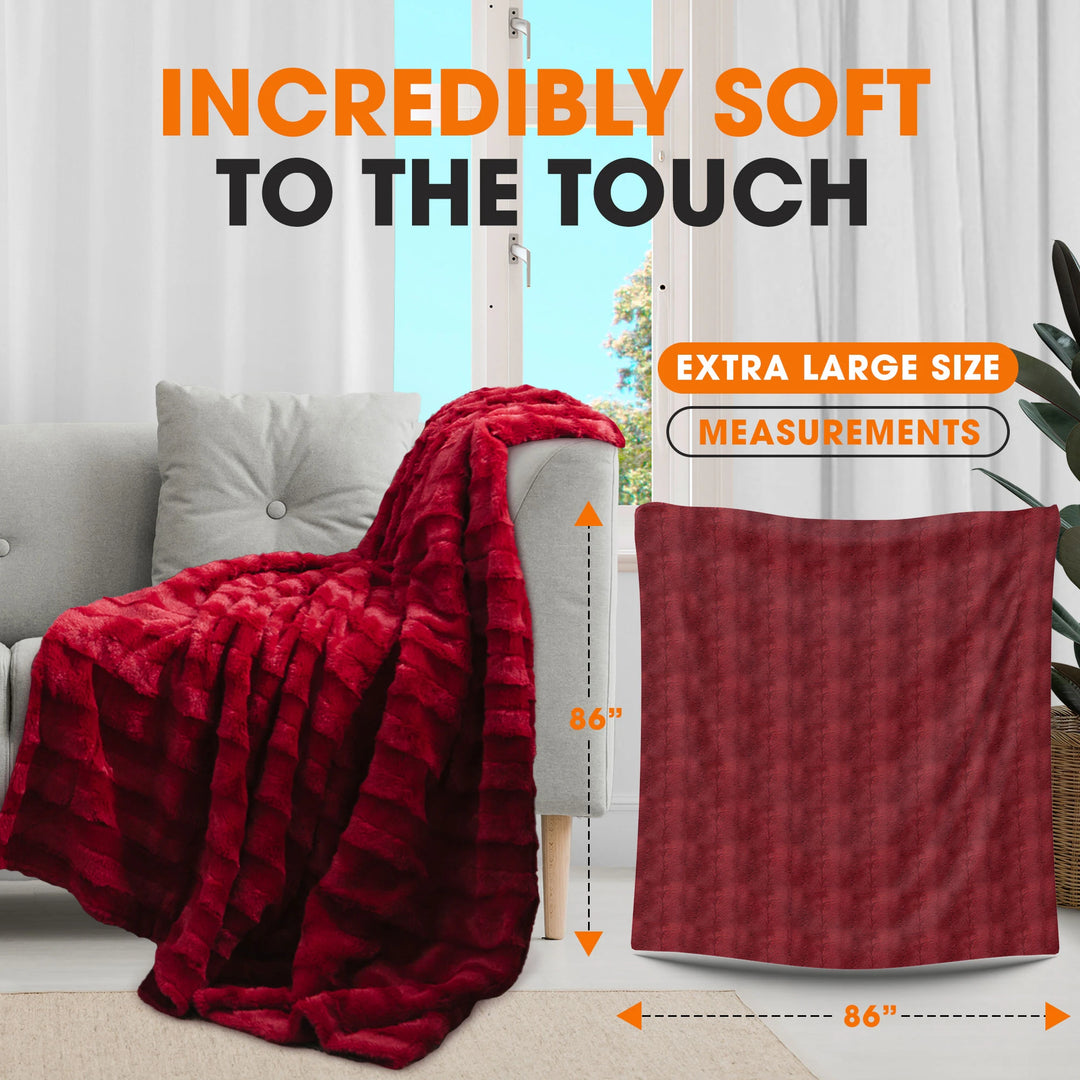 Faux Fur/ Microplush Reversible Throw Blanket