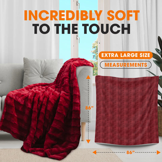 Faux Fur/ Microplush Reversible Throw Blanket