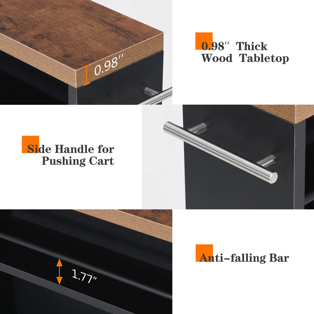 Slim Storage Cart, Rolling Narrow Kitchen Cart on Wheels