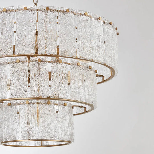 8-Light 3 Tiered Glass Chandelier Pendant Lights - W27.75" X H85"