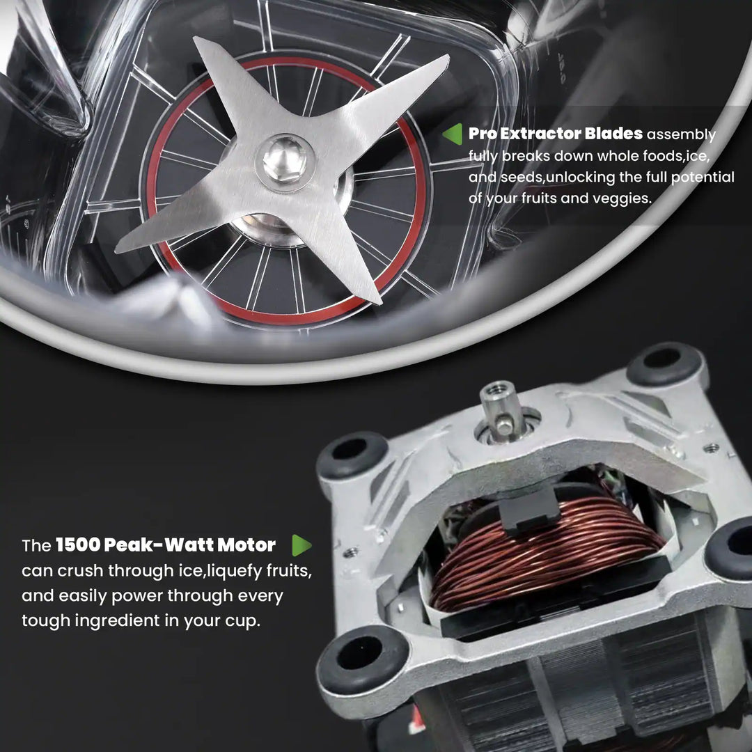 Commercial Vacuum Blender, 1500W High-Speed for Hard Ingredients, 64Oz Large Capacity, Quiet & Self-Cleaning