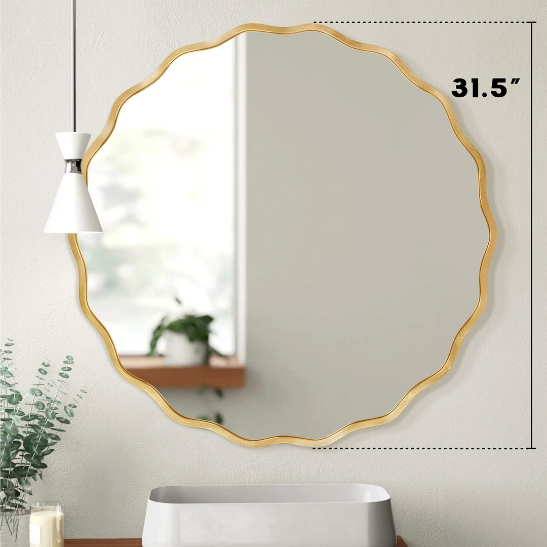 Aluminum Alloy Framed Wavy round Wall Mirror
