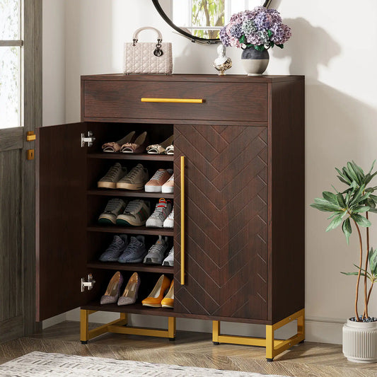 20-Pair Shoe Storage Cabinet with Drawer for Entryway - 31.5"L X 15.75"W X 39.37"H