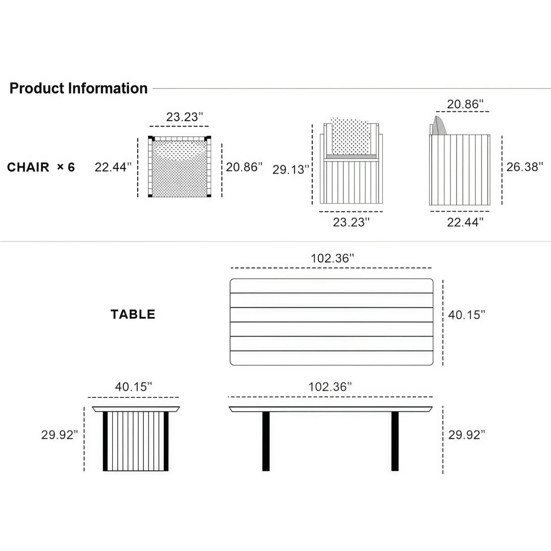 Sanori Patio Outdoor Dining Set Modern Large Weather-Resistant Aluminum for Garden Backyard Kitchen-Grey