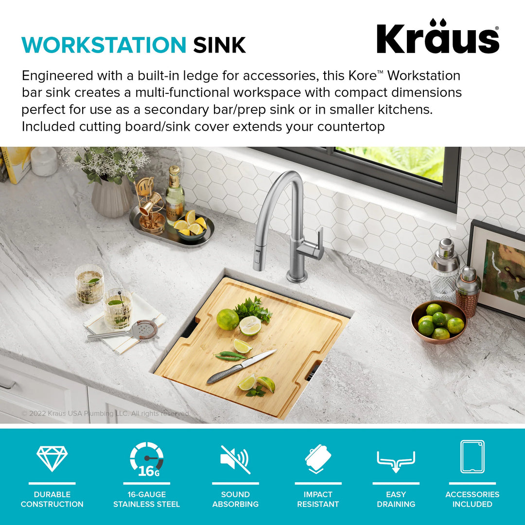 Kore Workstation Undermount Stainless Steel Kitchen Sink