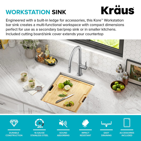 Kore Workstation Undermount Stainless Steel Kitchen Sink
