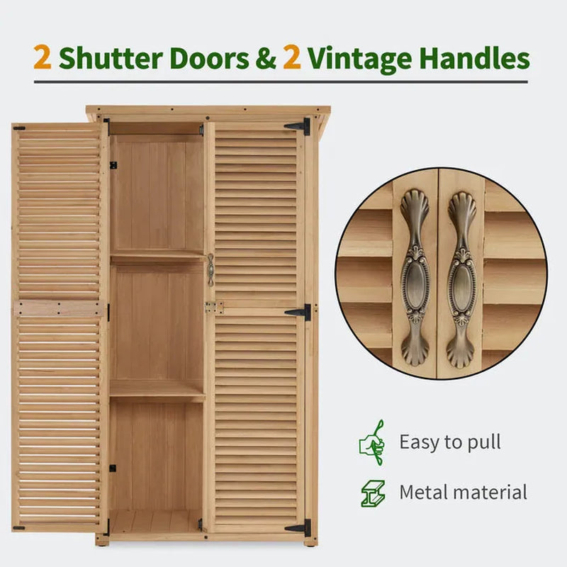 Outdoor Storage Cabinet Shed, Shuttered Doors with Lock, Wooden 0709 / 0808 / 1900