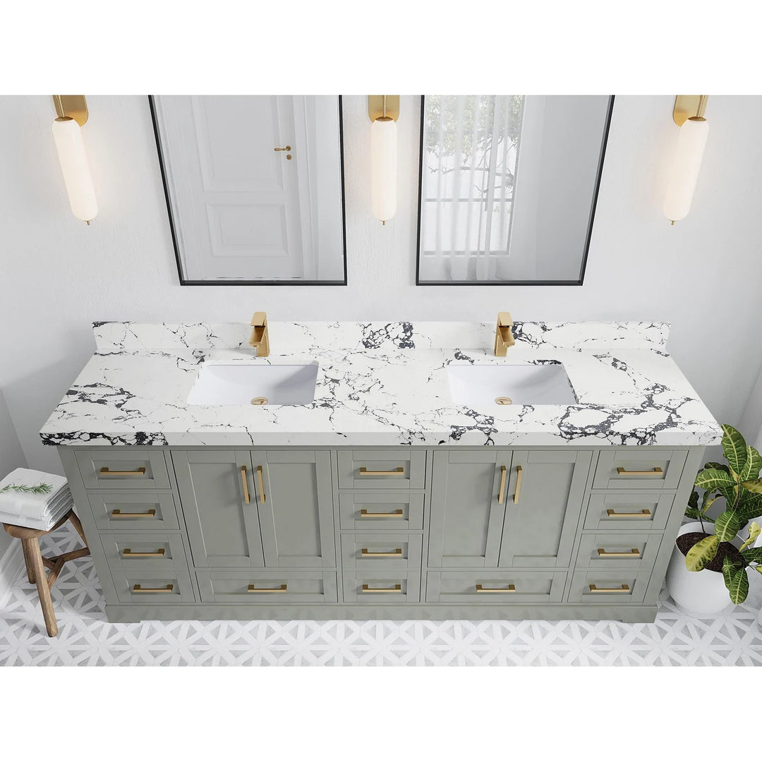Willow Collection 84 in W X 22 in D X 36 in H Boston Double Bowl Sink Bathroom Vanity with Countertop