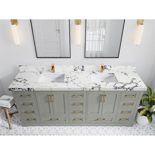 Willow Collection 84 in W X 22 in D X 36 in H Boston Double Bowl Sink Bathroom Vanity with Countertop