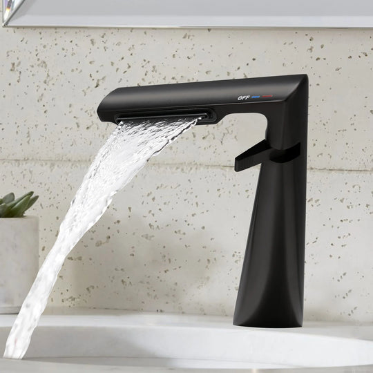 6.2"H Solid Brass Bathroom Waterfall Sink Faucet