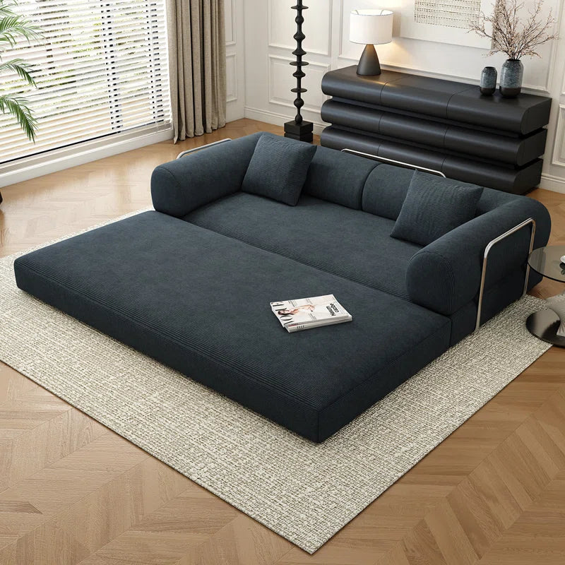 78.8" Modular Sofa Bed - 4-In-1 Convertible Design with Corduroy Fabric and High Density Sponge, Removable Cover and Fixed Frame