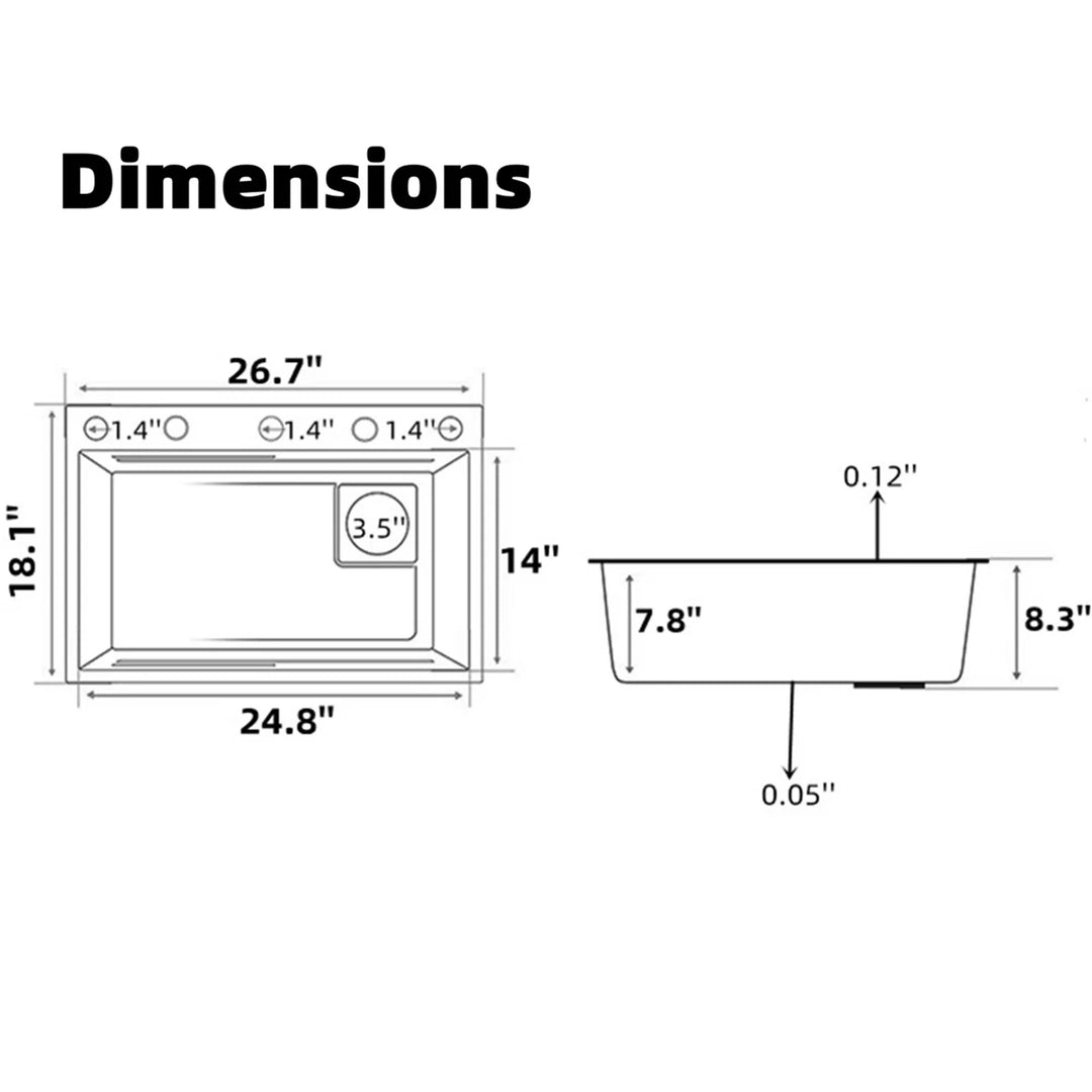 Stainless Steel Rectangular Waterfall Kitchen Sink