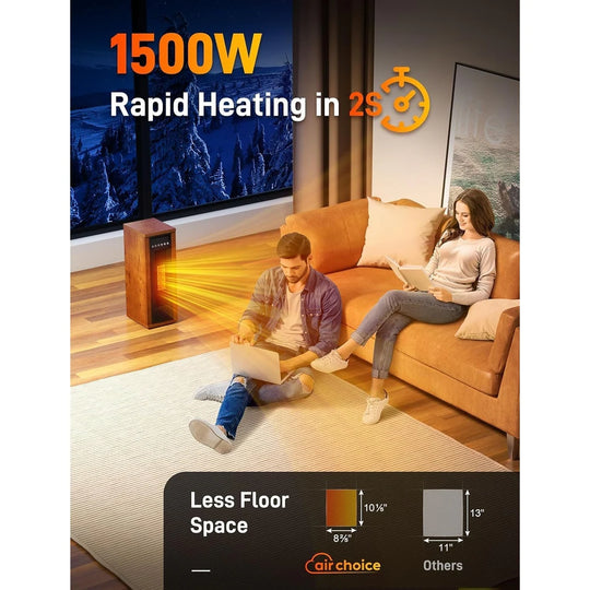 1500-Watt Indoor Wood Electric Infrared Portable Space Heater with Remote Control and Thermostat