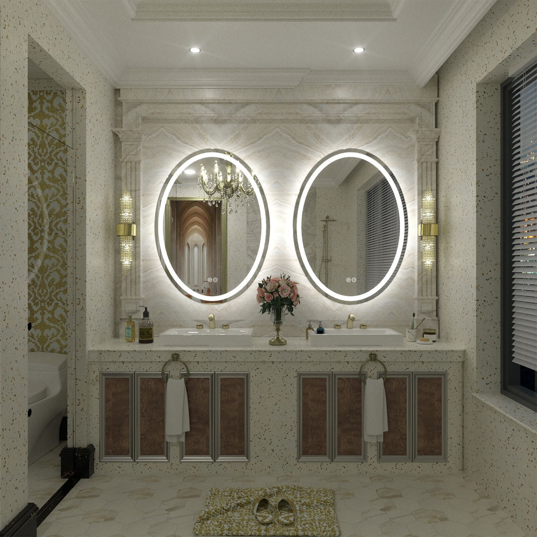 Super Bright Oval LED Lighted Anti-Fog Tempered Glass Bathroom Vanity Mirror with ETL and 3-Year Warranty