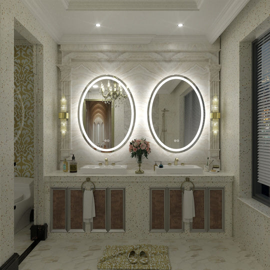 Super Bright Oval LED Lighted Anti-Fog Tempered Glass Bathroom Vanity Mirror with ETL and 3-Year Warranty