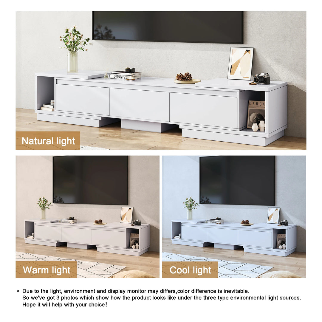 Extendable 102-Inch Modern TV Stand Media Console with 3 Drawers