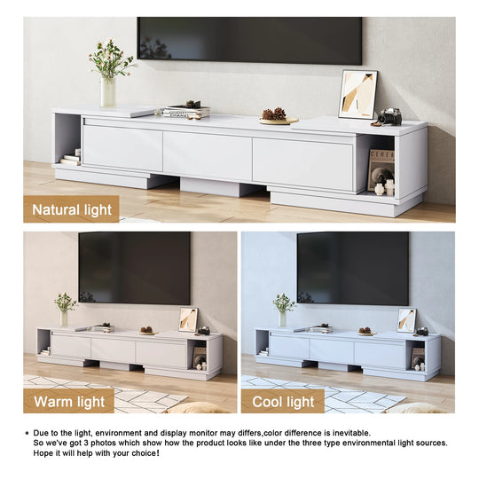 Extendable 102-Inch Modern TV Stand Media Console with 3 Drawers