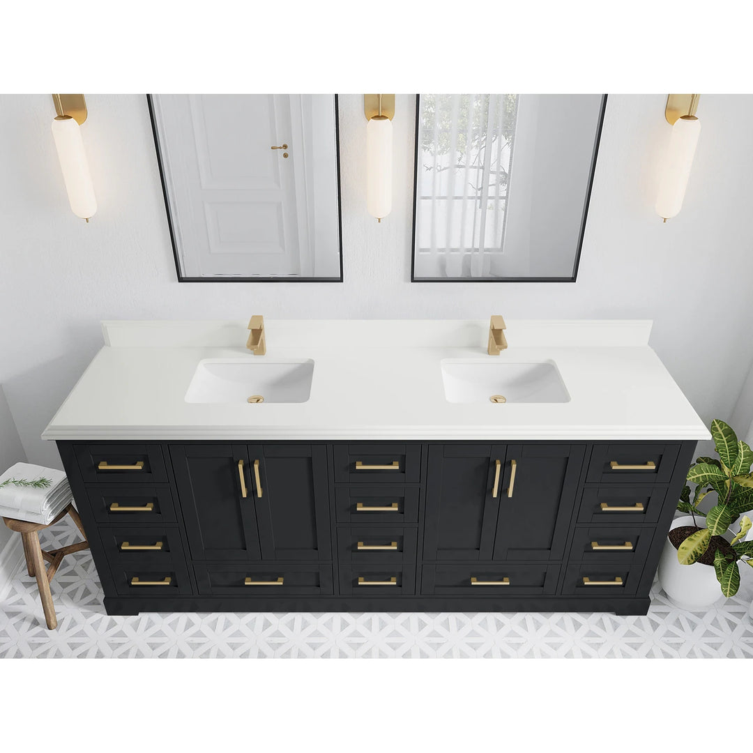 Willow Collection 84 in W X 22 in D X 36 in H Boston Double Bowl Sink Bathroom Vanity with Countertop