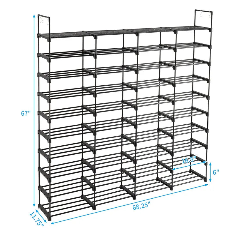 10-Tier Shoe Rack-Tiered Storage for Sneakers, Heels, Flats, Accessories, and More-Space Saving Organization