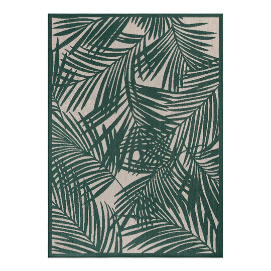 Contemporary Palm Leaf Textured Flat Weave Indoor/Outdoor Area Rug