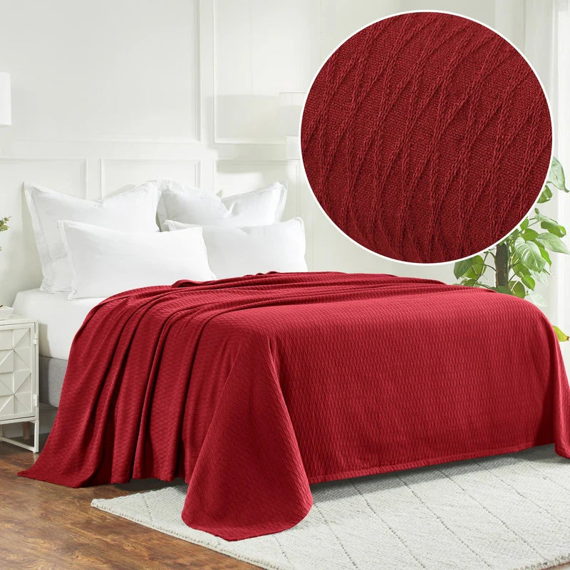 Diamond Weave All-Season Bedding Cotton Blanket
