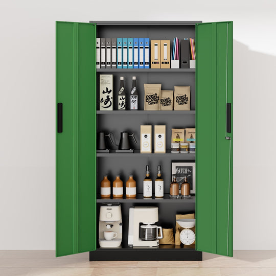 71'' H Metal Garage Storage Work Cabinet with Locking Doors and Adjustable Shelves