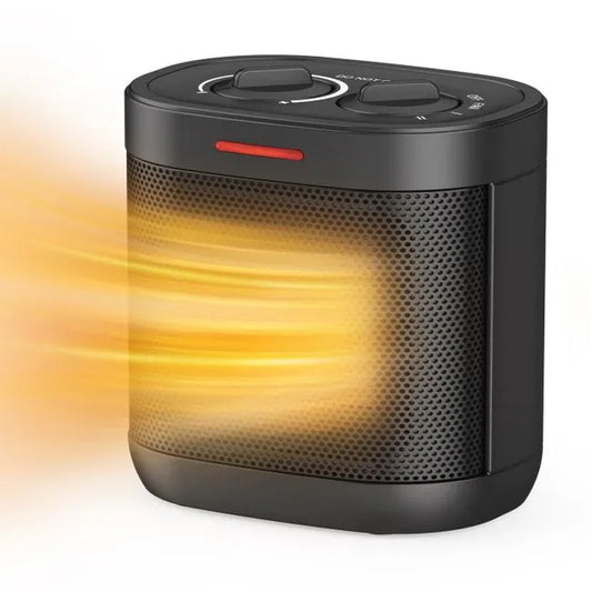 Small Space Heater for Indoor Use, PTC Electric Heater for Bedroom, 1000W Fast Heating with Thermostat