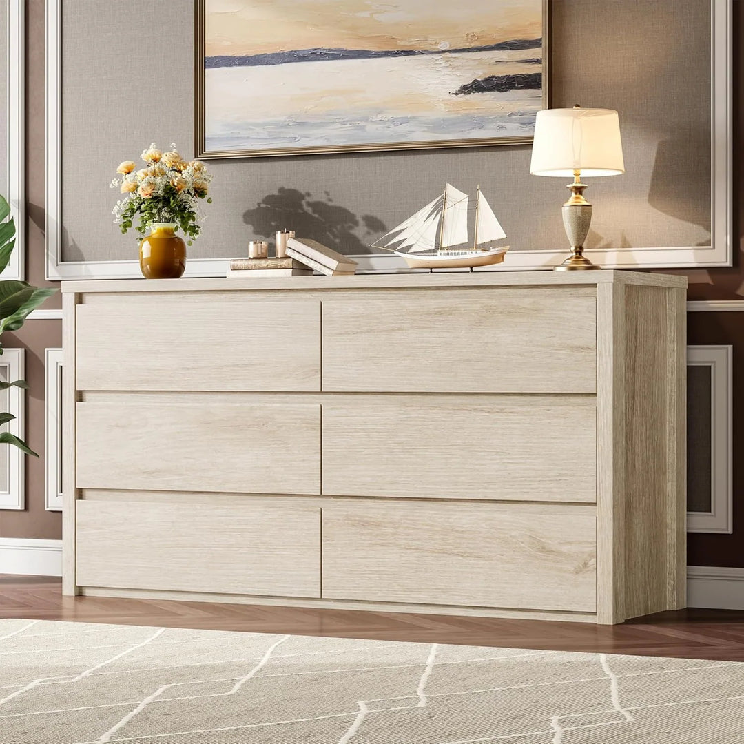 7-Drawer Dresser for Bedroom,Wide Wood Chest with Handle-Free Design,Modern Storage Cabinet for Living Room or Entryway