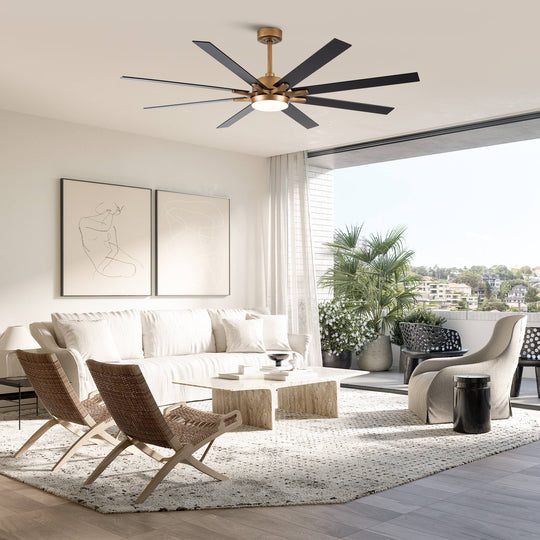 65-Inch Modern Reversible Dimmable Large Ceiling Fan with Light and Remote