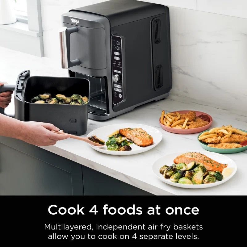 ® 6-In-1 Doublestack XL 2-Basket Air Fryer with 10-Quart Capacity, Compact Design, Cook, Air Fry, Broil, and Bake Functions