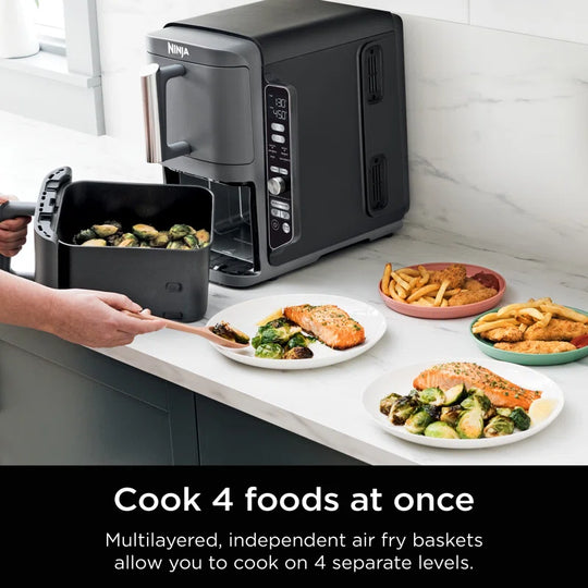 ® 6-In-1 Doublestack XL 2-Basket Air Fryer with 10-Quart Capacity, Compact Design, Cook, Air Fry, Broil, and Bake Functions