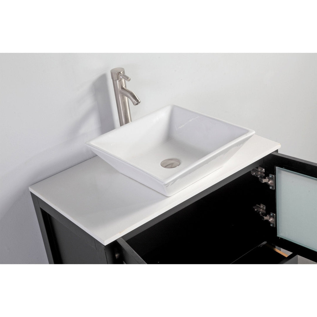 96-Inch Double Sink Bathroom Vanity Set with Engineered Marble Top and Free Mirror - 96 X 18.5 X 36 Inches