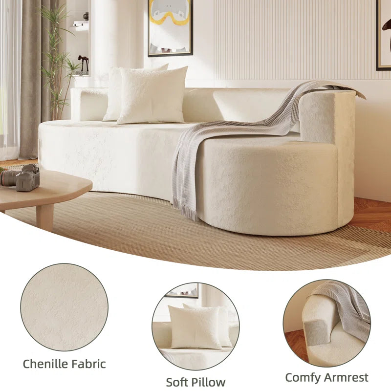 80" Modern Upholstered Sofa with Two Pillows Included