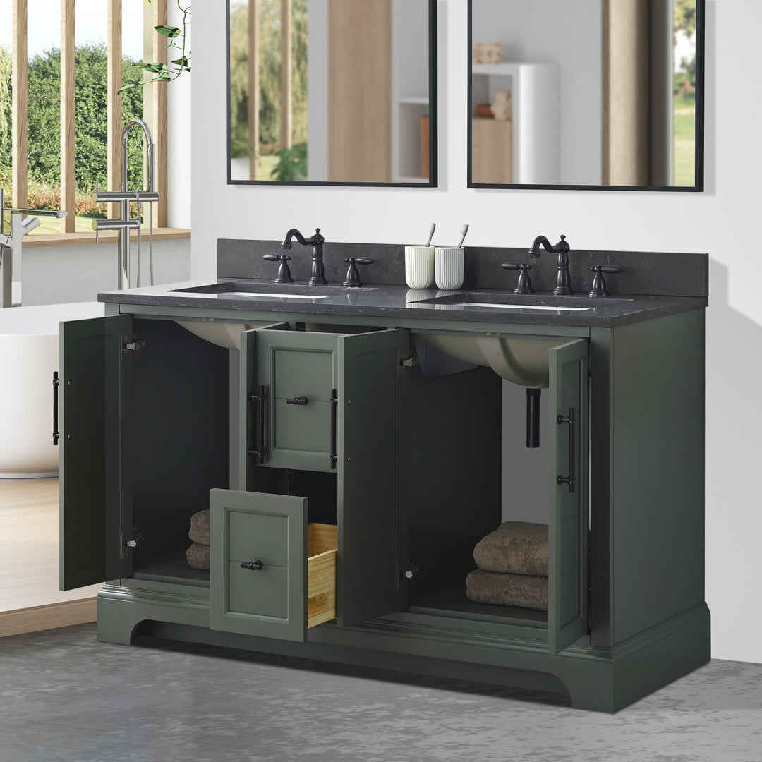 54" Double Sink Bathroom Vanity with Top & Backsplash