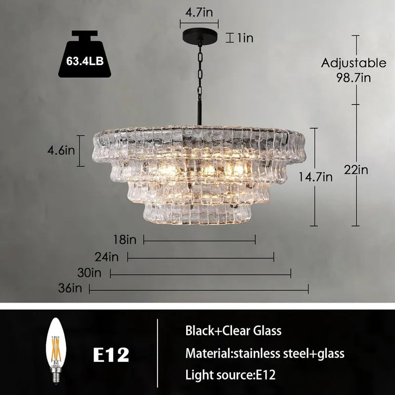 36In-67.4 In. 6-Lights Gold Crystal Drum Chandelier