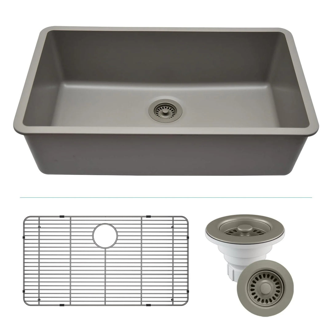 Drop-In Quartz 32 Inch Single Bowl Kitchen Sink Kit - 32"X19"