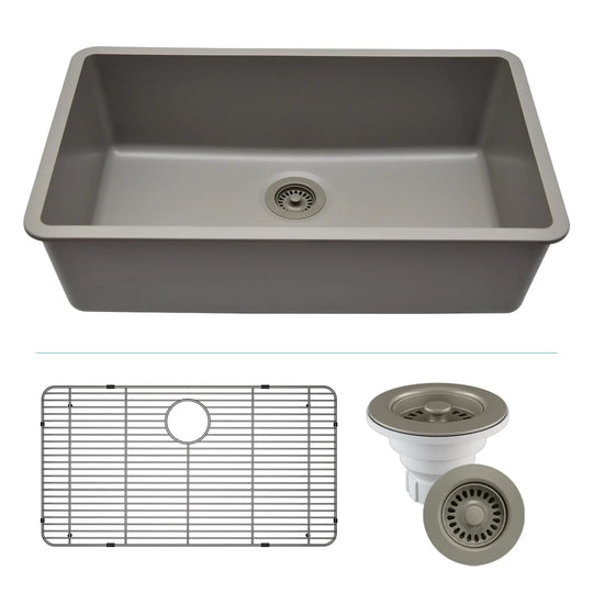 Drop-In Quartz 32 Inch Single Bowl Kitchen Sink Kit - 32"X19"