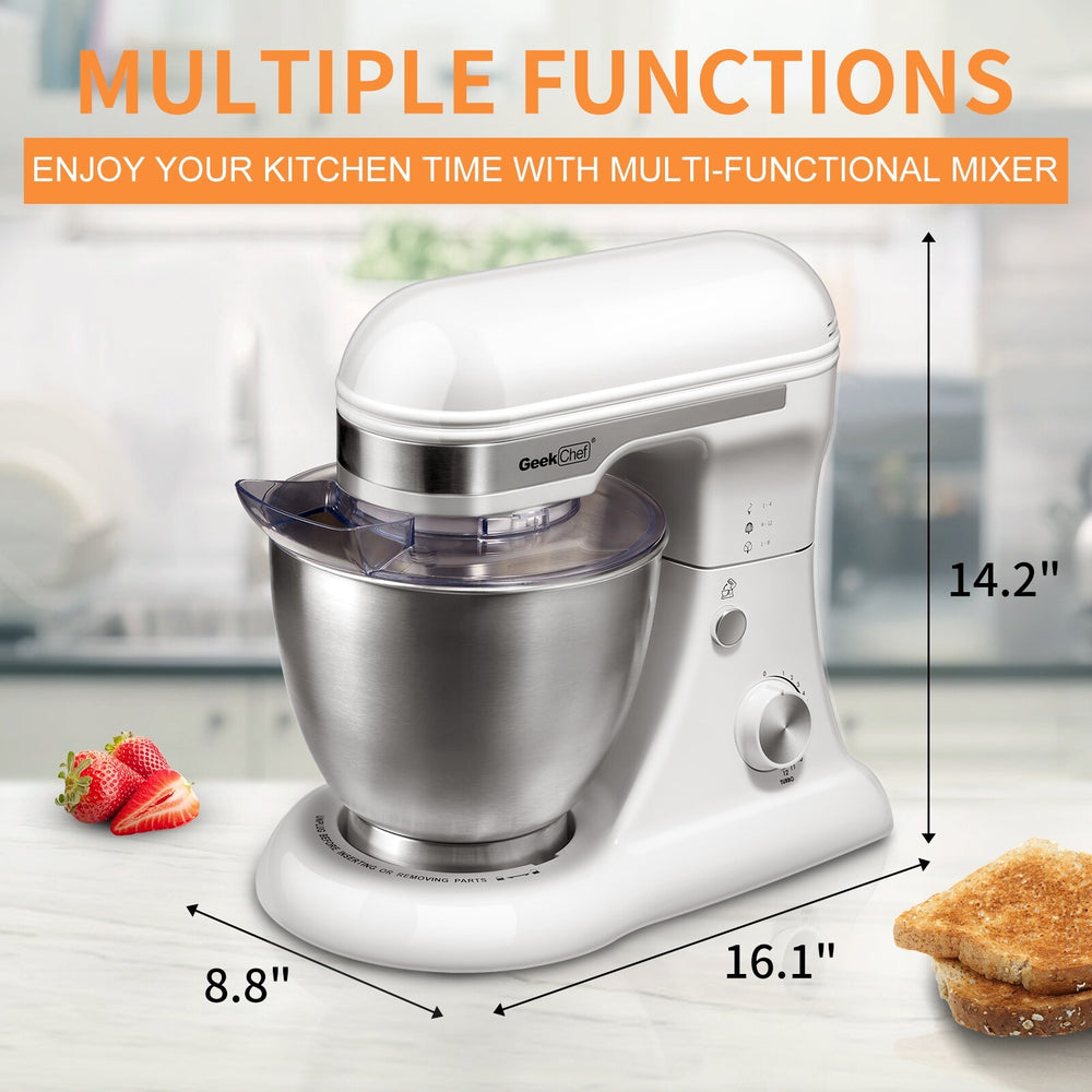4.8QT 12-Speed Tilt-Head Electric Stand Mixer - Rotary Knob, Dough Hook/Whisk/Beater/Bowl