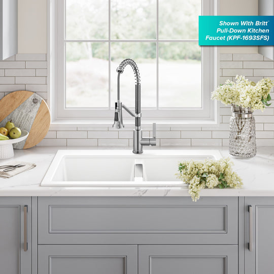Granite 33 Inch 2-Bowl Undermount Drop-In Kitchen Sink