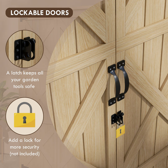 Wooden Garden Shed, Outdoor Storage Cabinet with Waterproof Asphalt Roof, Narrow Tool Shed with Shelves