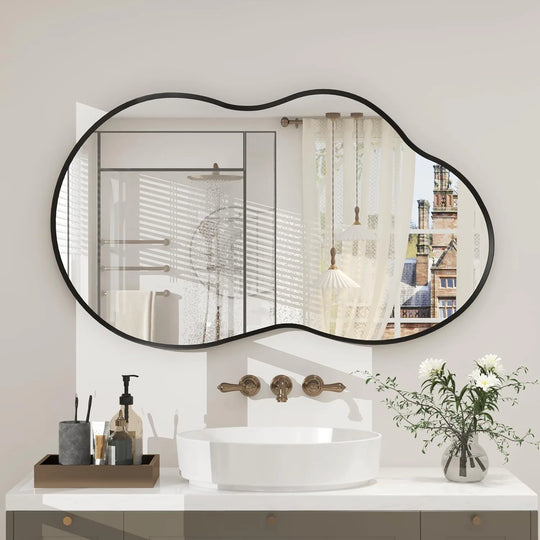 Asymmetrical Cloud High-Strength Aluminum Alloy Framed Easy French Mounted Wall Mirror