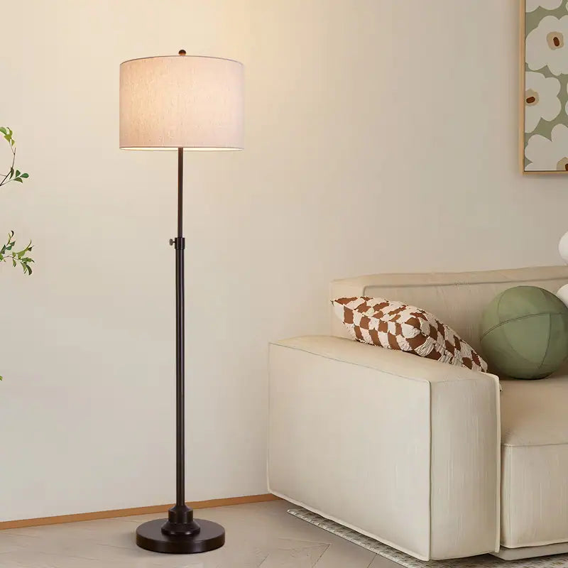 63.5" Standard Adjustable Floor Lamp with Fabric Linen Shade