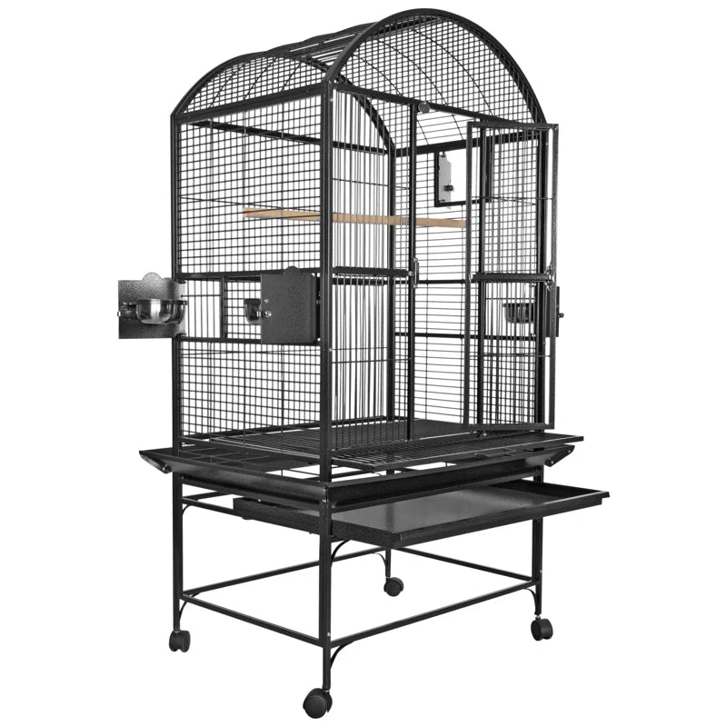 Cleveland 63'' Iron Dome Top Floor Bird Cage with Wheels
