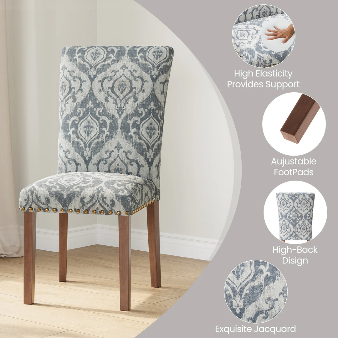 RENEWLINE Dining Chairs, Fabric with Nailhead Trim and Wood Legs