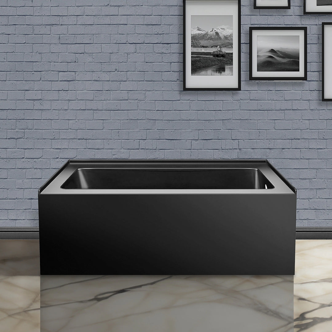 Acrylic-Fiberglass Soaking Bathtub, White. Alcove/Apron Front