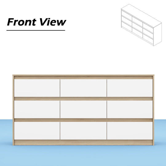 63"W 9 Drawer Dresser Accent Dresser for Living Room Bedroom Chest
