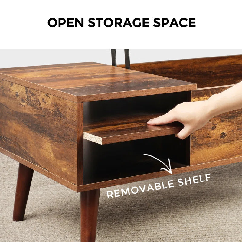 Aravis Lift Top Coffee Table with Storage for Living Room,With Adjustable Shelf, Wood