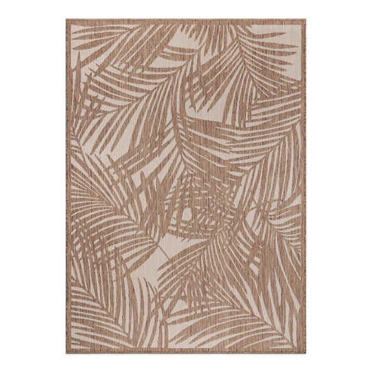 Contemporary Palm Leaf Textured Flat Weave Indoor/Outdoor Area Rug